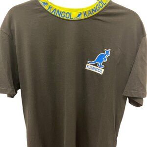 Kangol Logo T-shirt Black with Yellow Collar